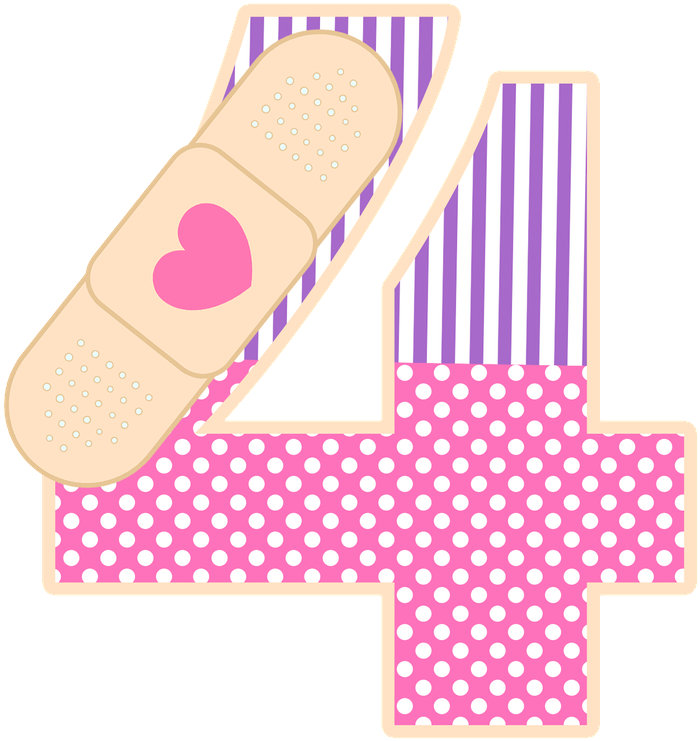 Colorful Bandage Number Four Illustration PNG image