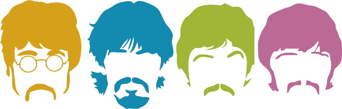 Colorful Beatles Silhouettes PNG image