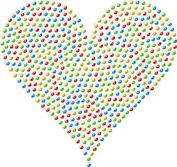 Colorful Billiard Balls Heart Pattern PNG image