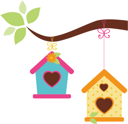 Colorful Birdhouses Clipart PNG image