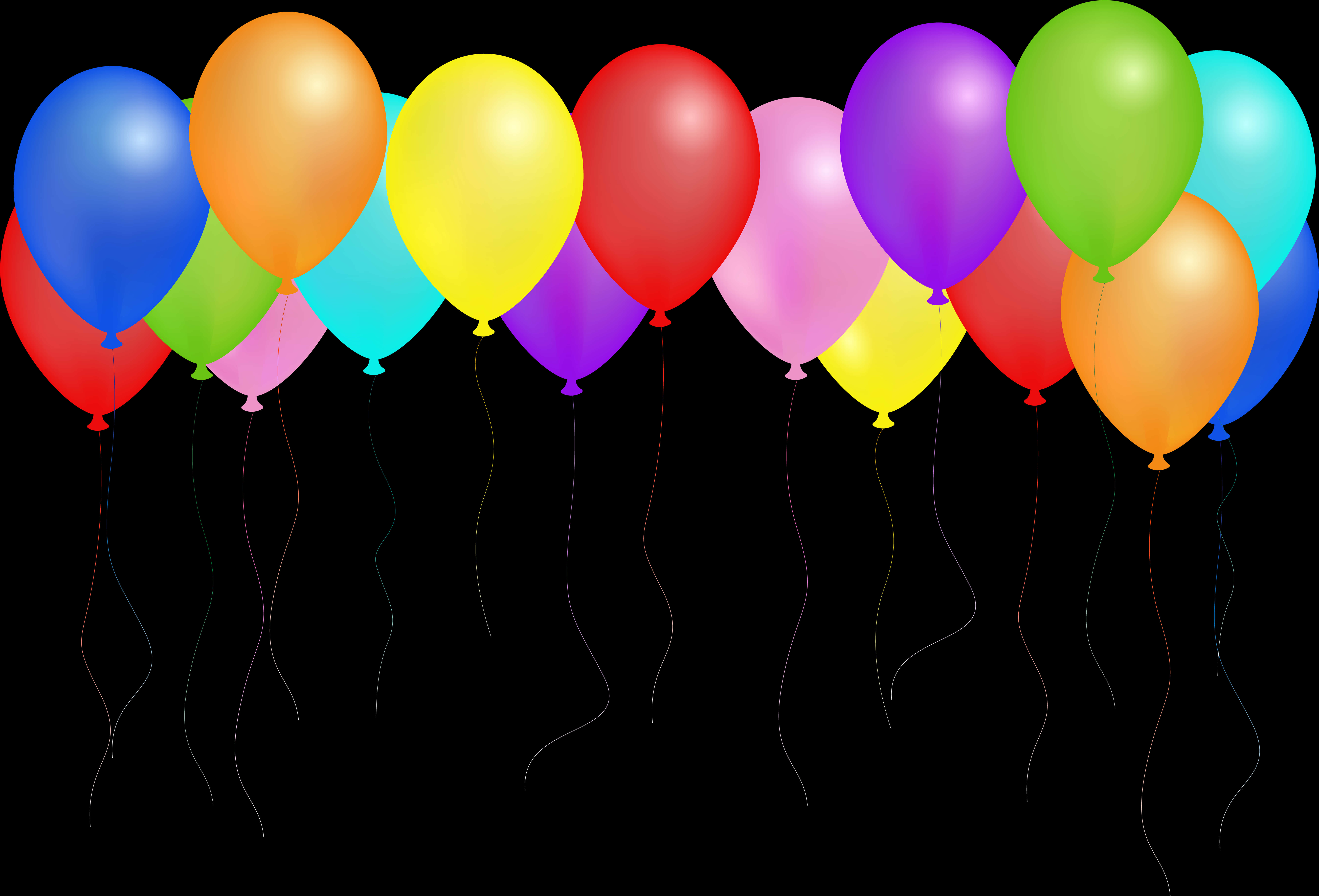 Colorful Birthday Balloons Black Background PNG image