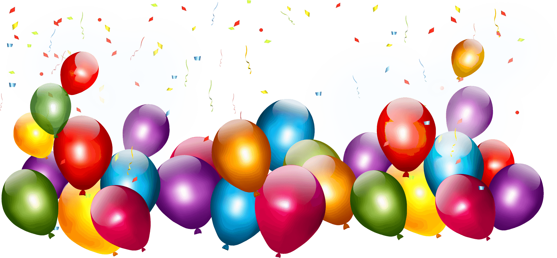 Colorful Birthday Balloons Confetti Banner Background PNG image