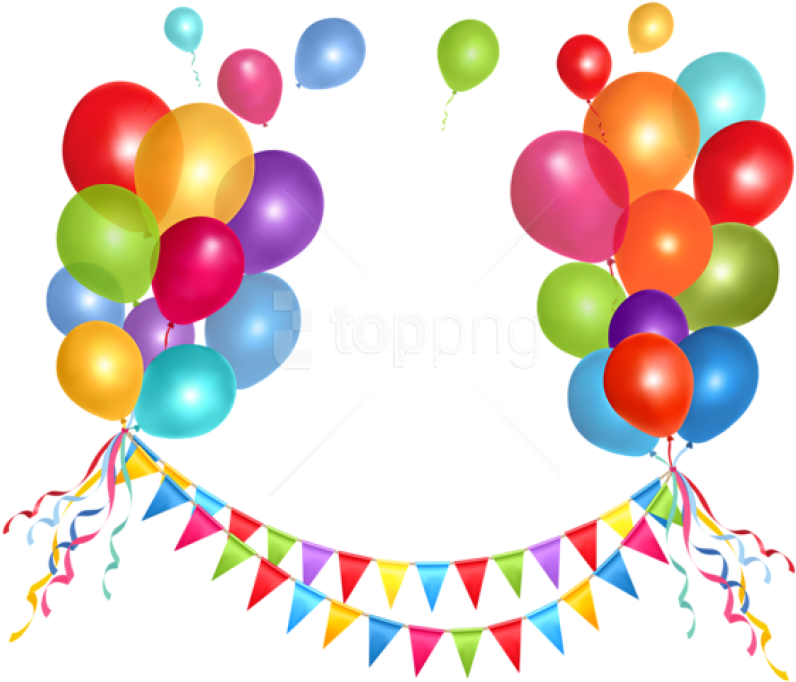 Colorful Birthday Balloonsand Pennants PNG image