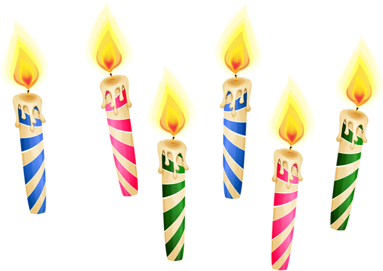 Colorful Birthday Candles Lit PNG image