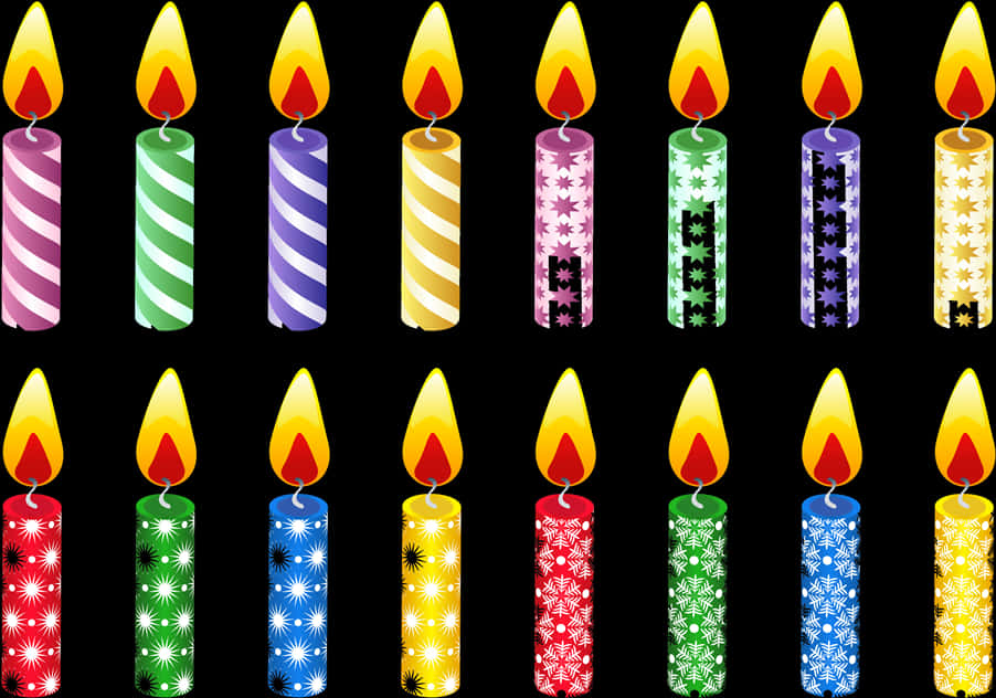 Colorful Birthday Candles Vector PNG image