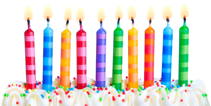 Colorful Birthday Candleson Cake PNG image