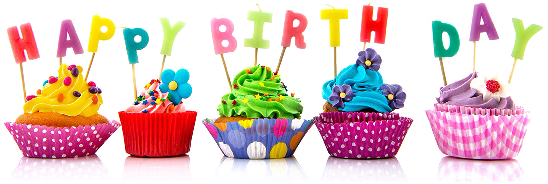 Colorful Birthday Cupcakesand Letters Background PNG image