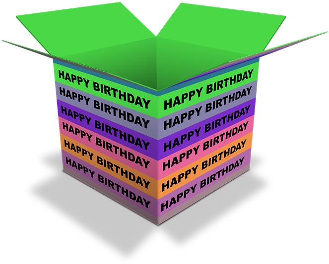 Colorful Birthday Gift Box PNG image