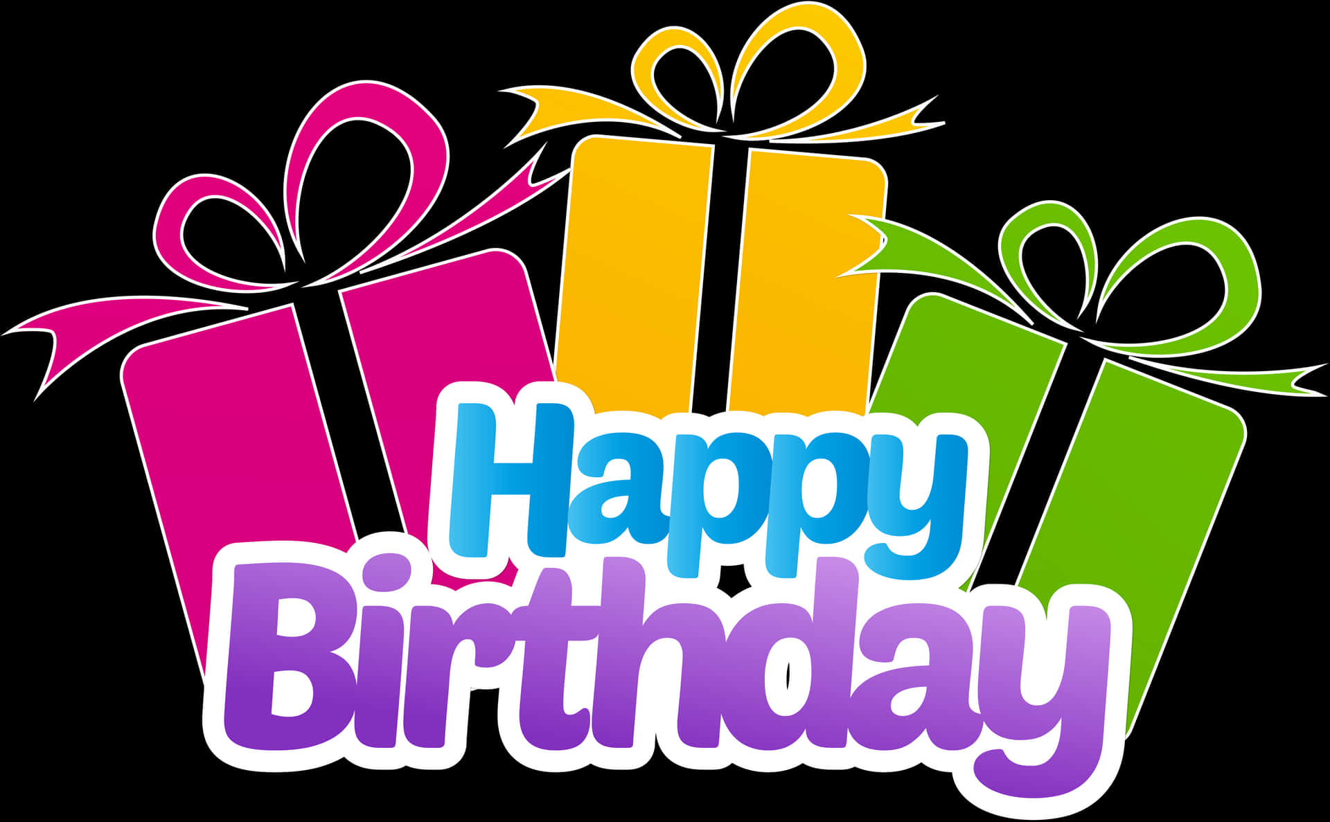 Colorful Birthday Gifts Greeting PNG image