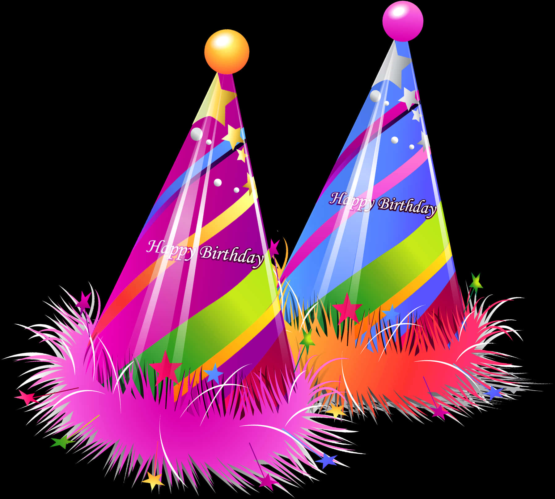 Colorful Birthday Hats Celebration PNG image