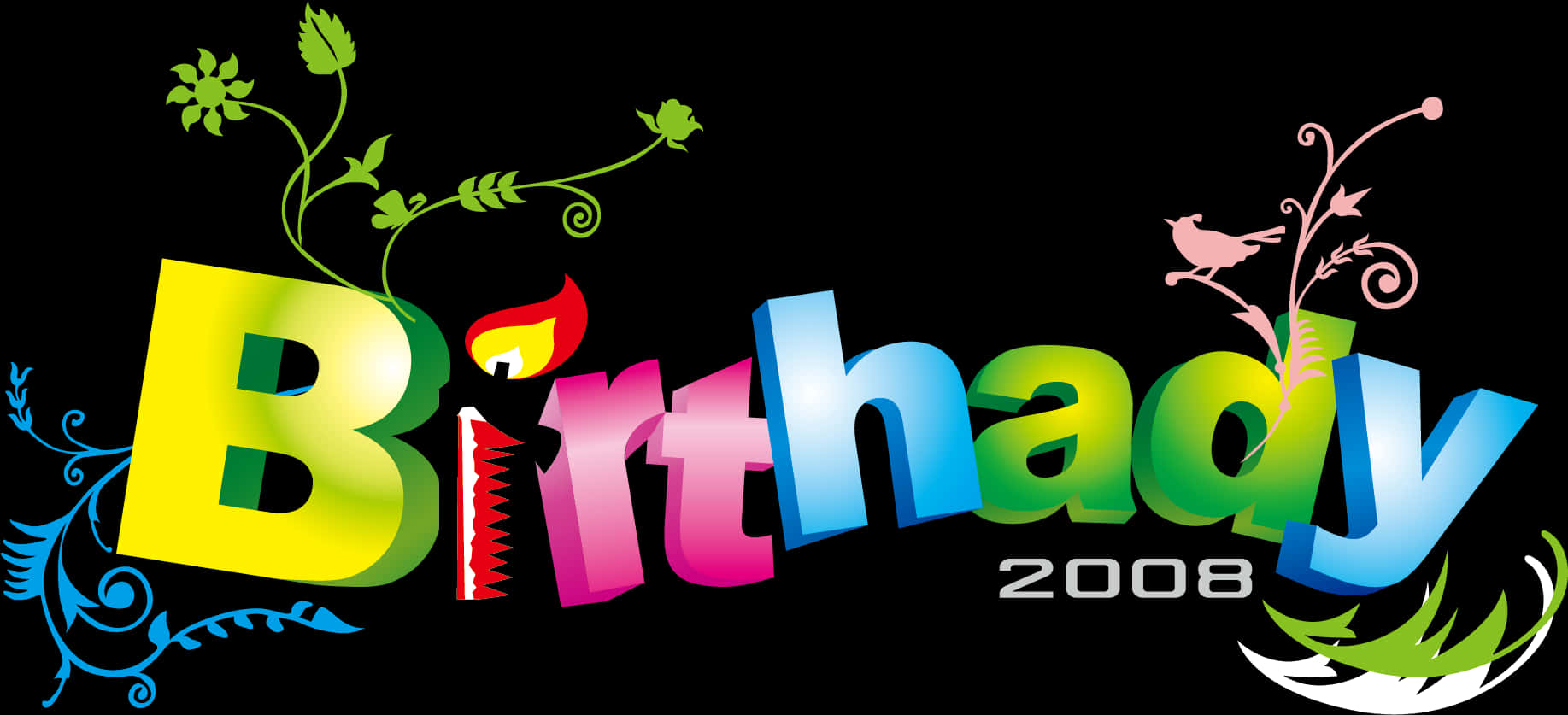 Colorful Birthday Typography2008 PNG image