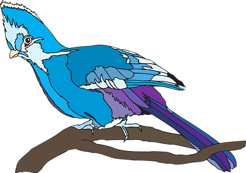 Colorful Blue Bird Illustration PNG image