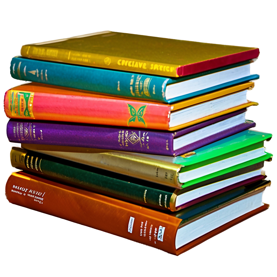 Colorful Books Stack Png Rrv73 PNG image