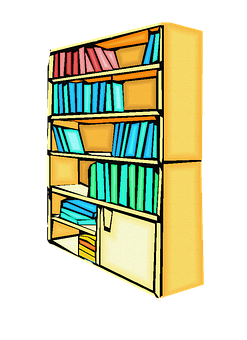 Colorful Bookshelf Illustration PNG image