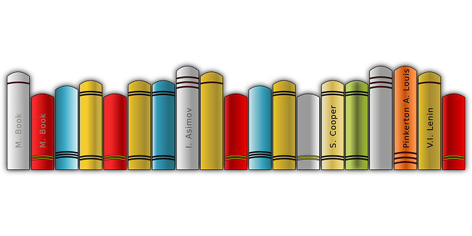 Colorful Bookshelf Row PNG image