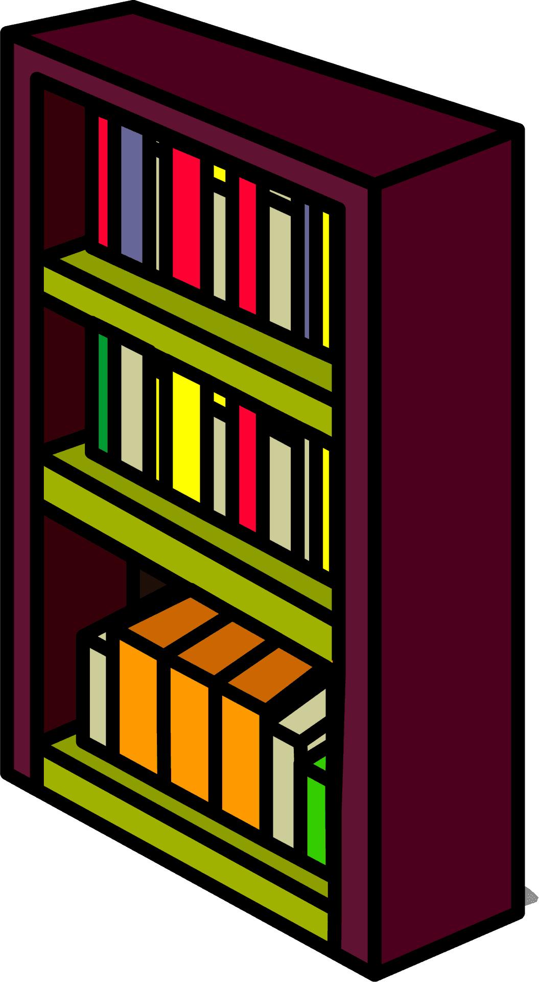 Colorful Bookson Shelf Illustration PNG image