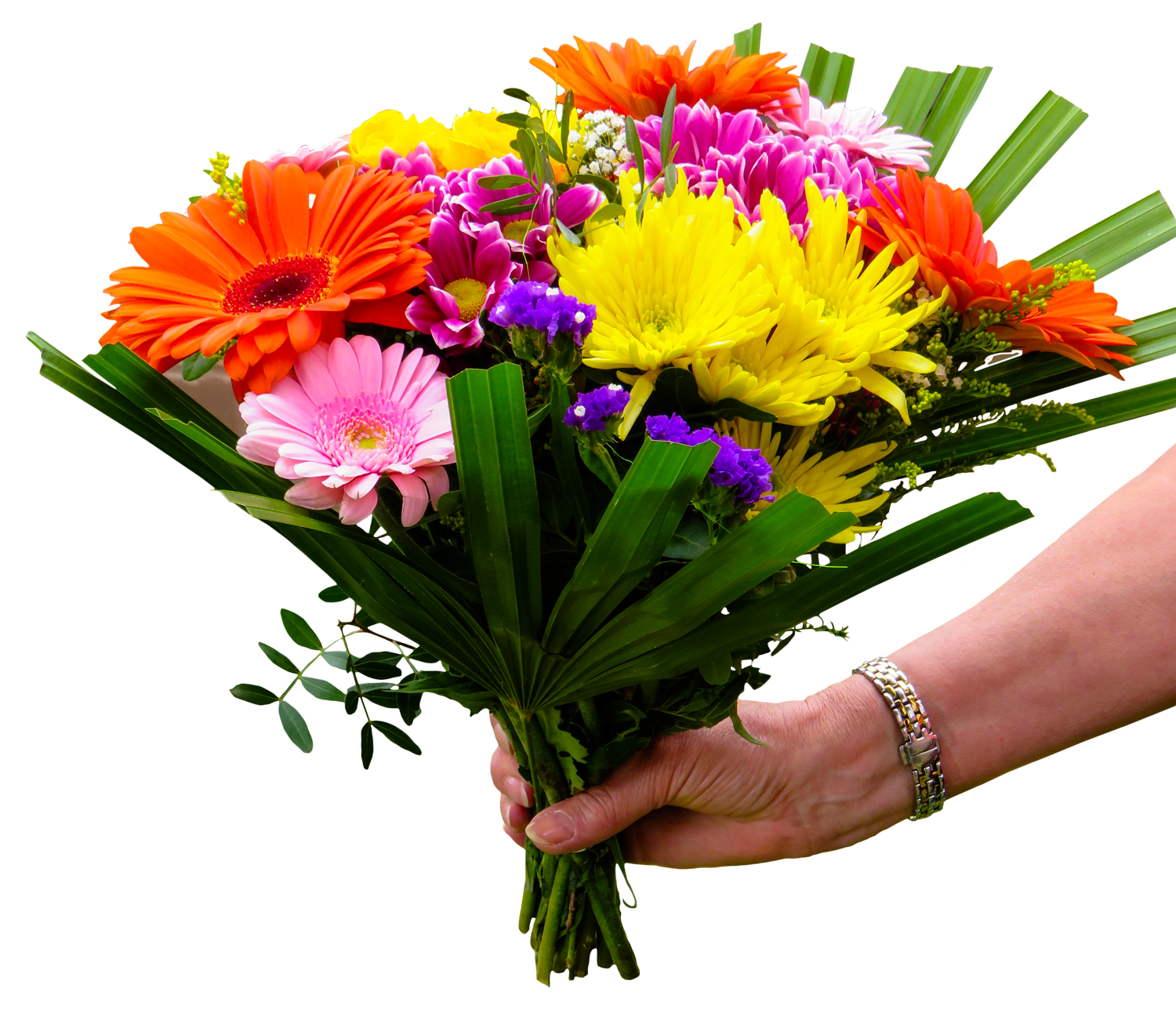 Colorful_ Bouquet_ Held_in_ Hand.png PNG image