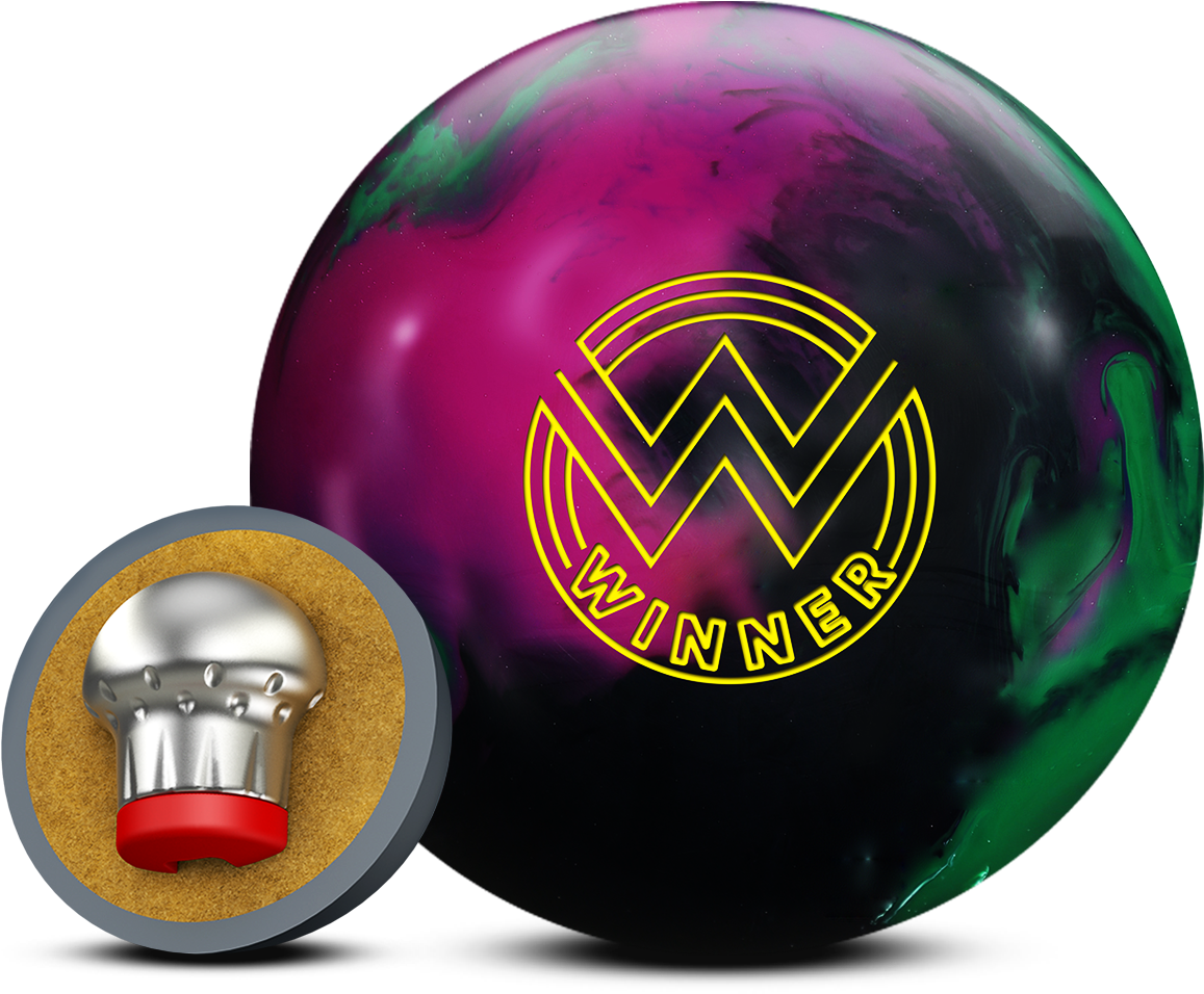 Colorful Bowling Ball With Logoand Core Exposure PNG image