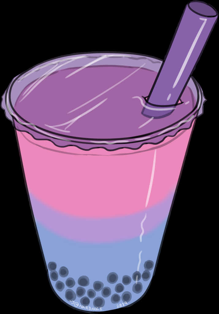 Colorful Bubble Tea Illustration PNG image