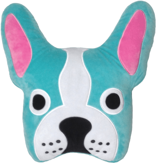 Colorful Bulldog Plush Pillow PNG image