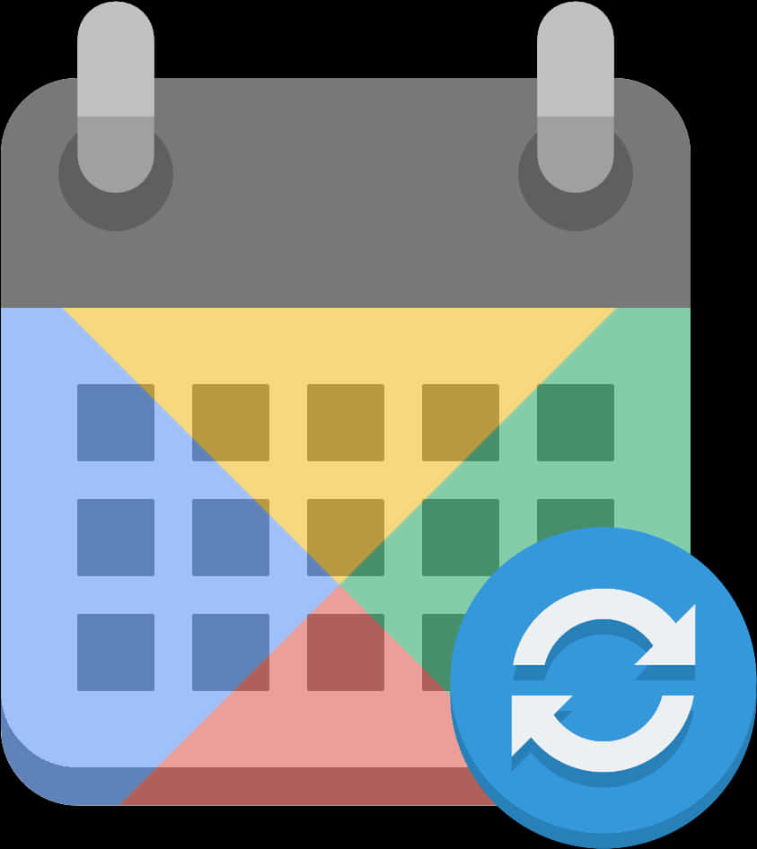 Colorful Calendar Iconwith Sync Symbol PNG image