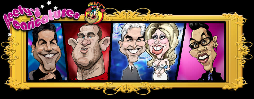 Colorful Caricature Collection Banner PNG image
