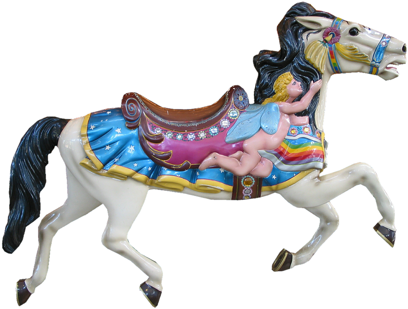 Colorful Carousel Horsewith Fairy Figure PNG image