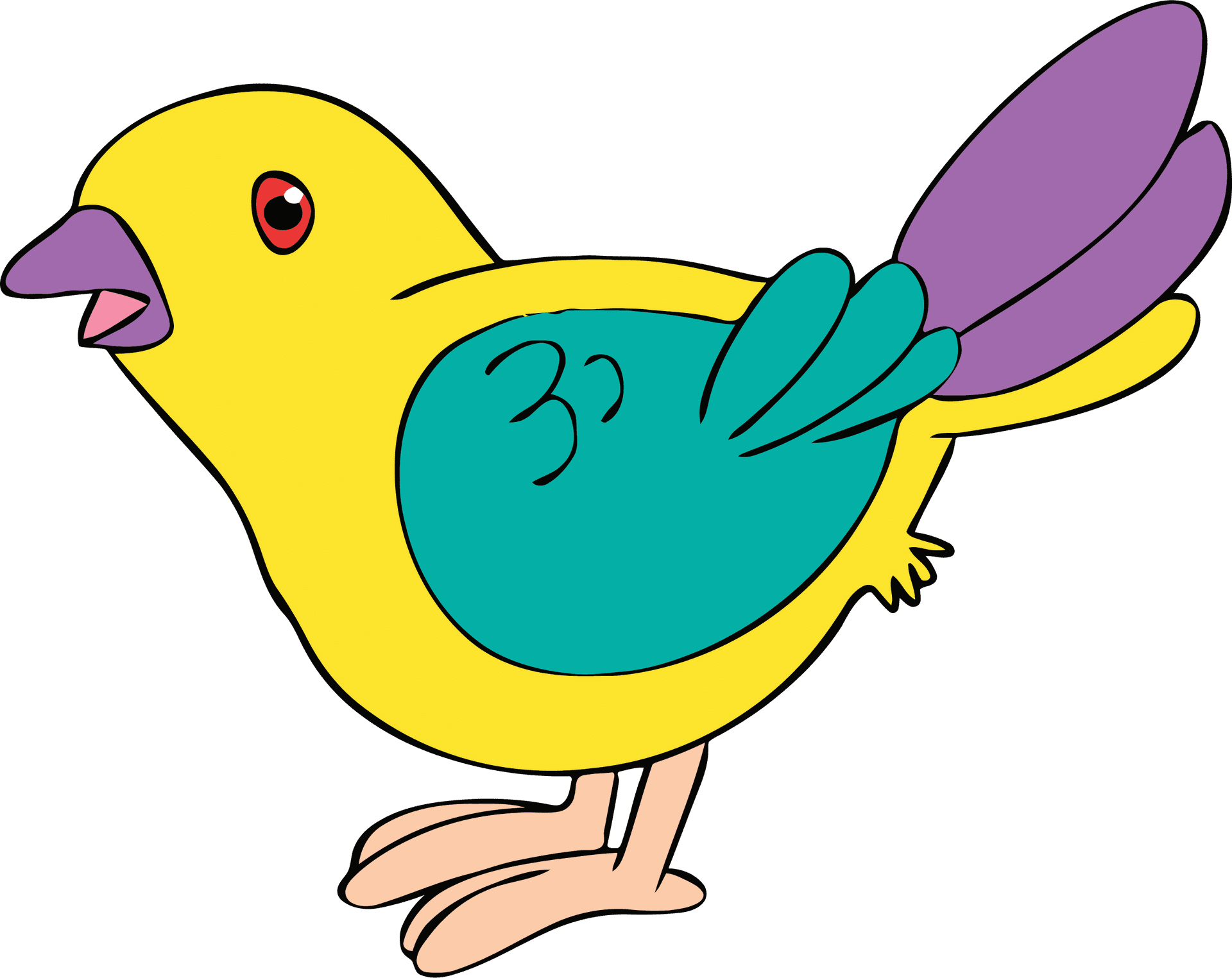 Colorful Cartoon Bird Illustration PNG image