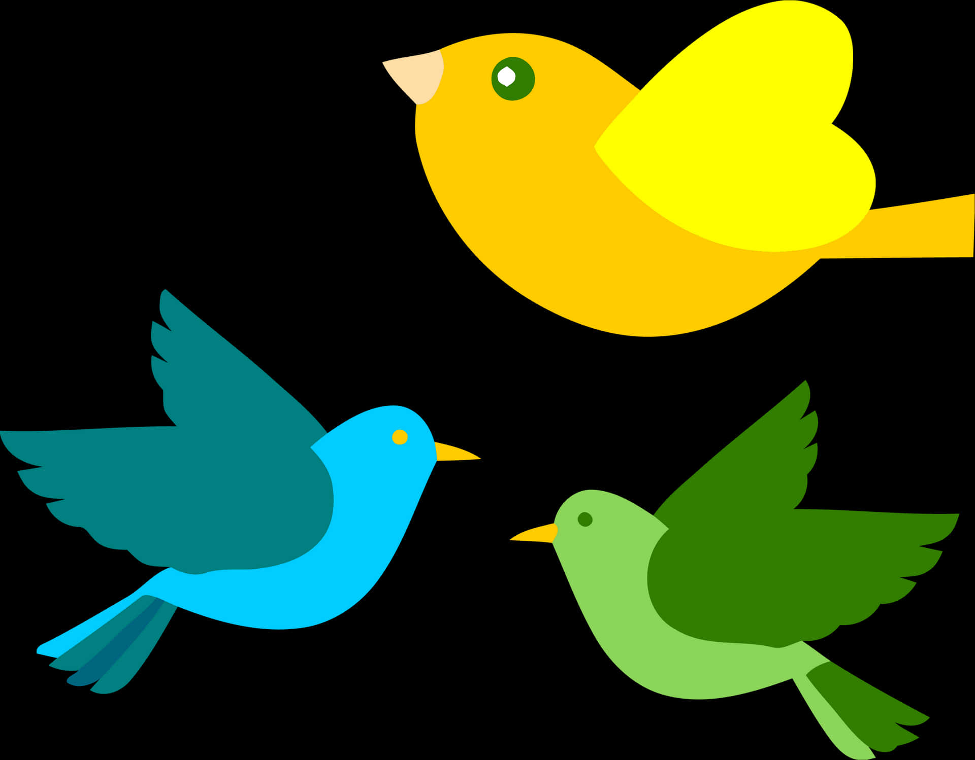 Colorful Cartoon Birds Vector PNG image