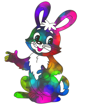 Colorful Cartoon Bunny Illustration PNG image