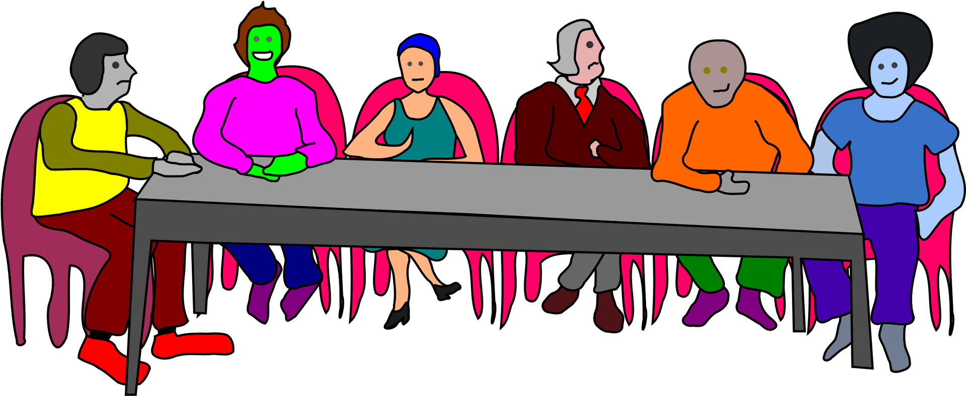 Colorful Cartoon Business Meeting PNG image