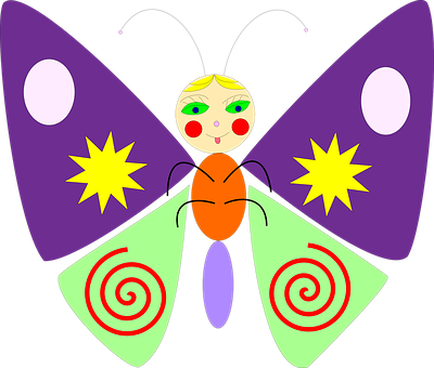 Colorful Cartoon Butterfly PNG image
