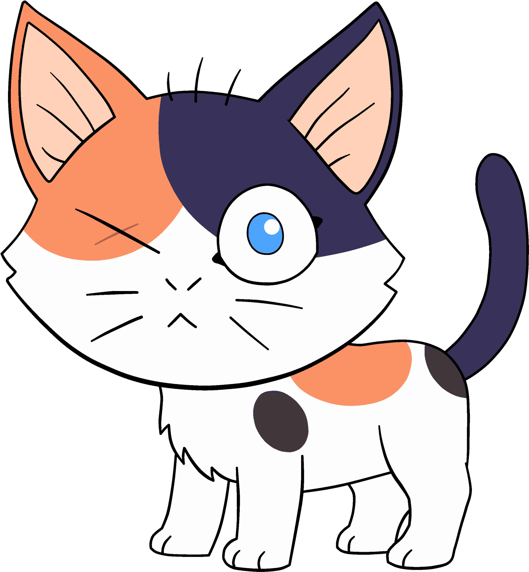 Colorful Cartoon Calico Cat PNG image