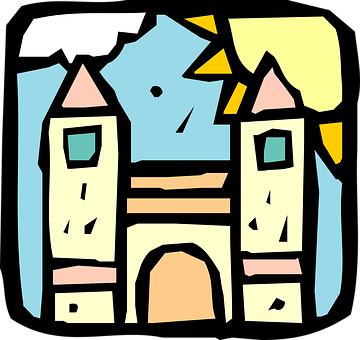 Colorful Cartoon Castle Illustration PNG image