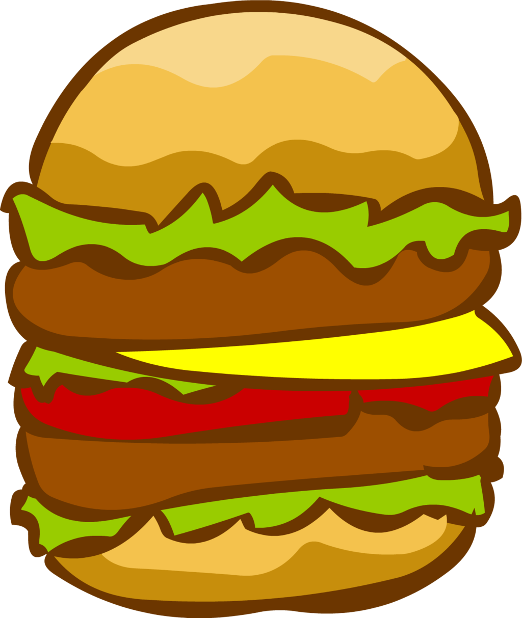 Colorful Cartoon Cheeseburger PNG image