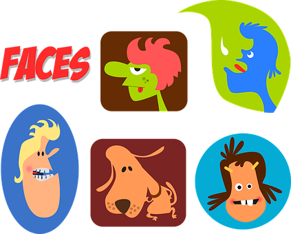 Colorful Cartoon Faces Collection PNG image