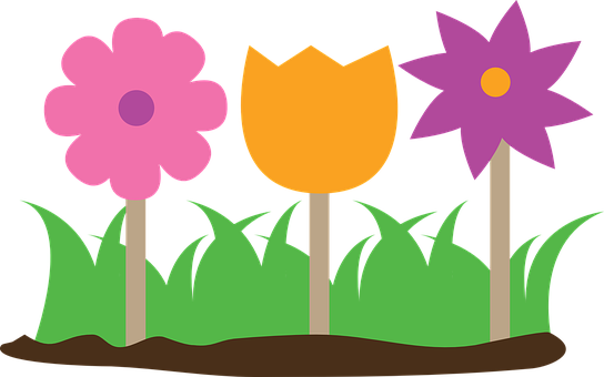Colorful Cartoon Flowers PNG image