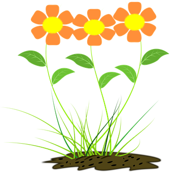 Colorful Cartoon Flowers Illustration PNG image