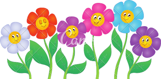Colorful Cartoon Flowers With Faces PNG image