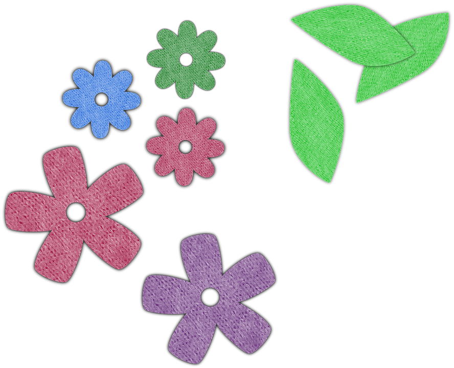 Colorful Cartoon Flowersand Leaves PNG image