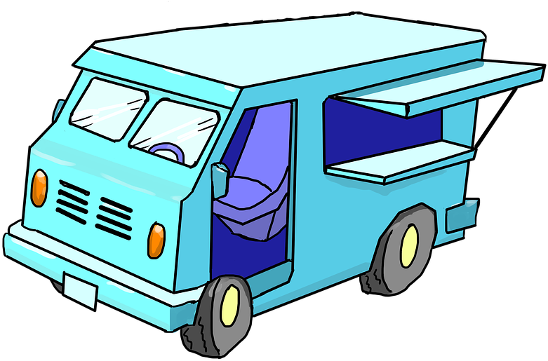 Colorful Cartoon Food Truck PNG image