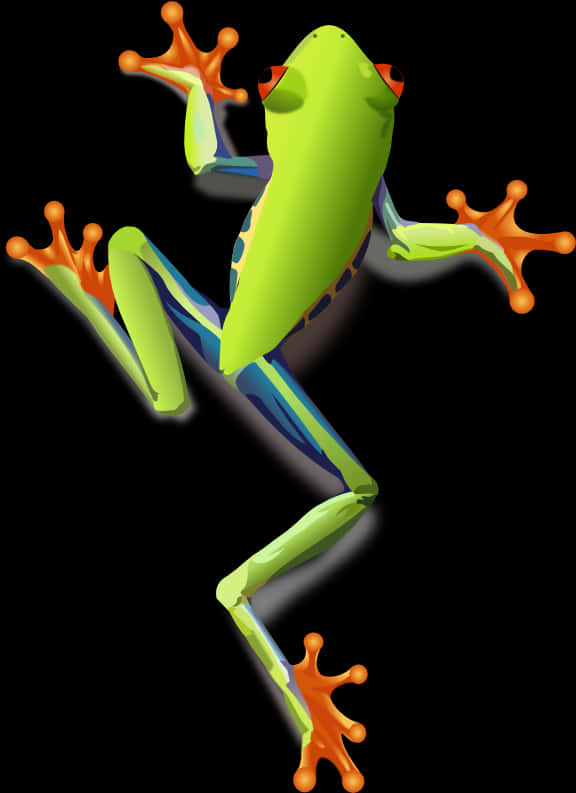 Colorful Cartoon Frog Illustration PNG image