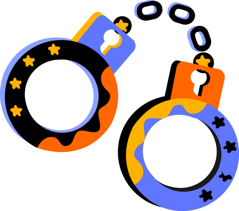 Colorful Cartoon Handcuffs Illustration PNG image