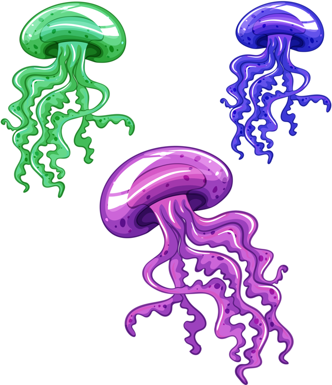 Colorful Cartoon Jellyfish Illustration PNG image