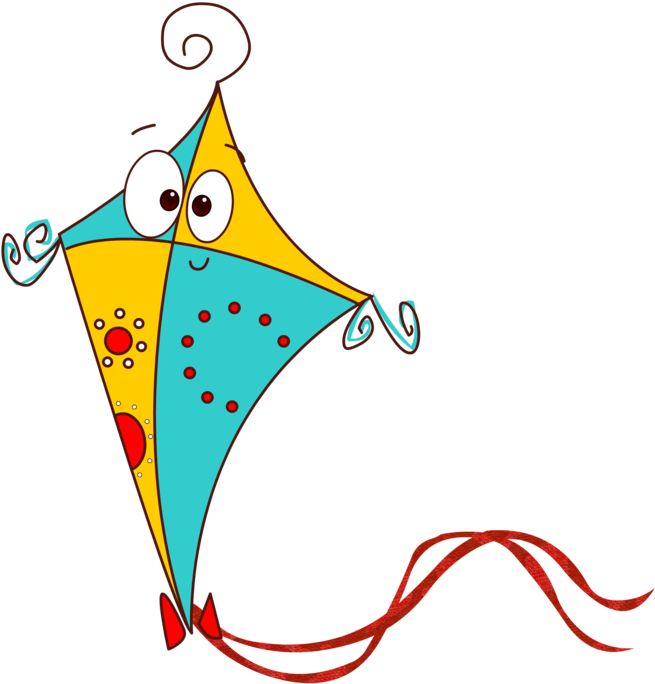 Colorful Cartoon Kite Illustration PNG image