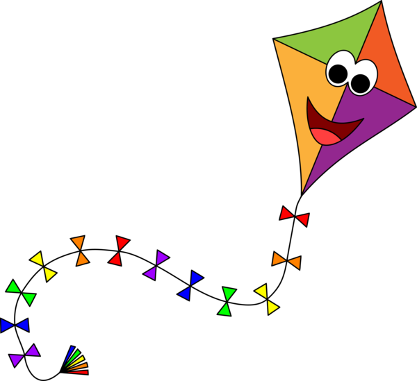 Colorful Cartoon Kite With Tail PNG image