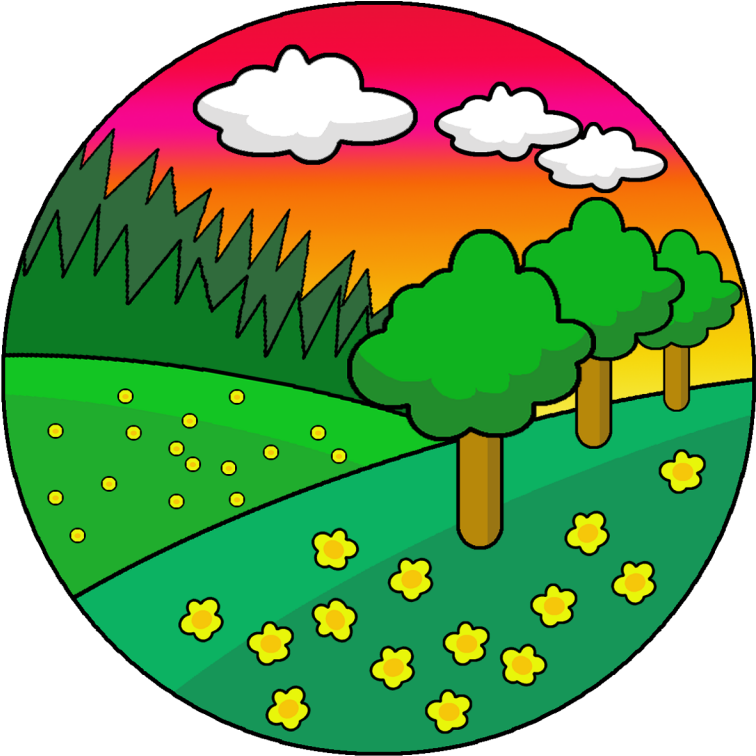 Colorful Cartoon Landscape Circle PNG image