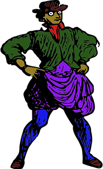Colorful Cartoon Man Pose PNG image
