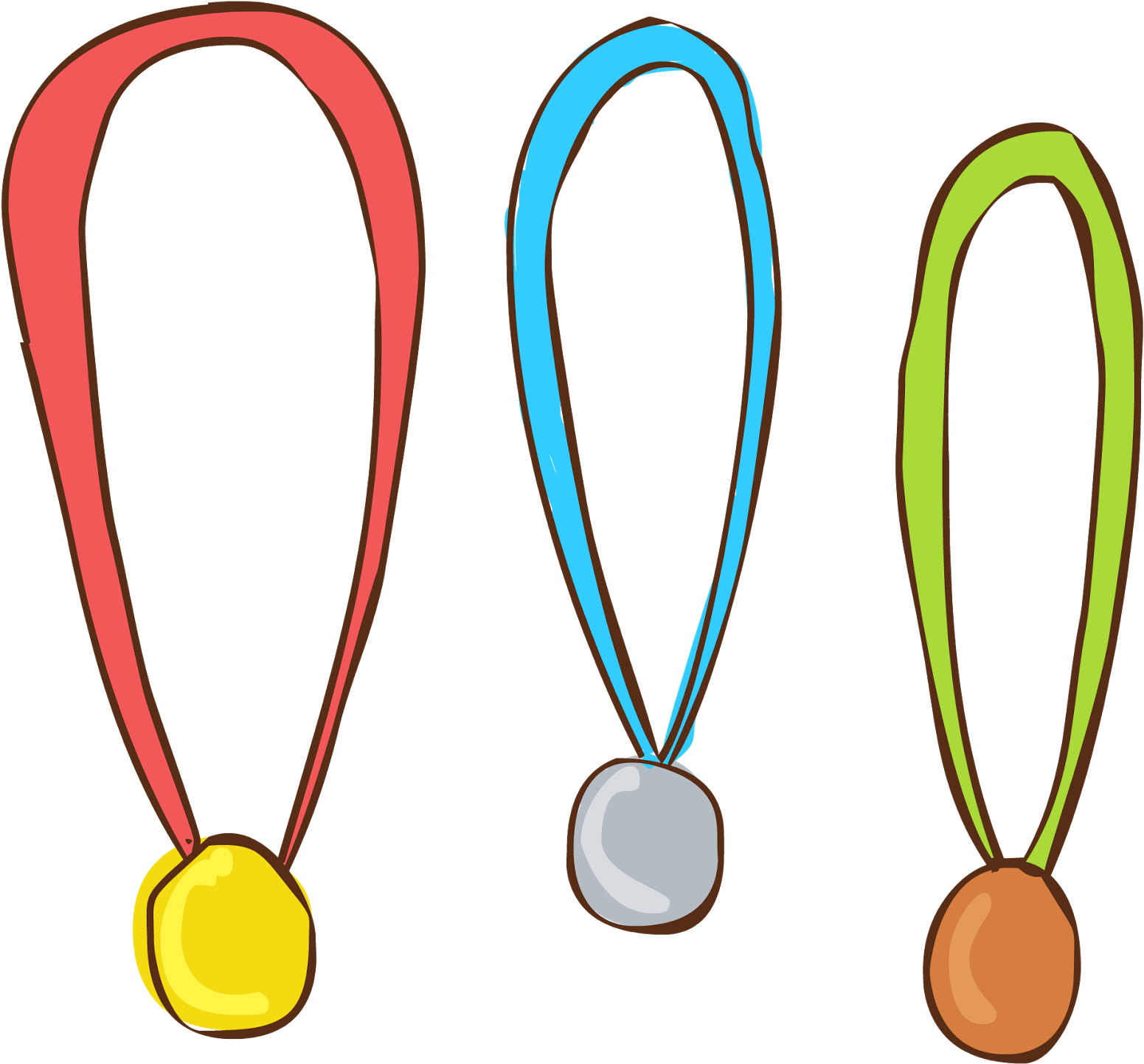 Colorful Cartoon Medals Set PNG image