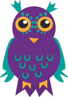 Colorful Cartoon Owl Illustration PNG image